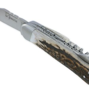 Couteau Pliant Douris Chastel Le Pionnier Multi Lames 3 Pieces Bois De Cerf 11cm 01