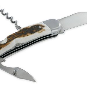 Couteau Pliant Douris Chastel Le Pionnier Multi Lames 3 Pieces Bois De Cerf 11cm 03