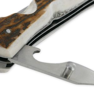 Couteau Pliant Douris Chastel Le Pionnier Multi Lames 3 Pieces Bois De Cerf 11cm 04