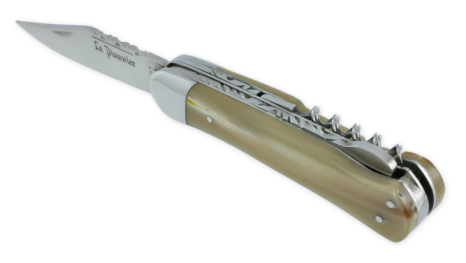 Couteau Pliant Douris Chastel Le Pionnier Multi Lames 3 Pieces Corne Blonde 11cm 01