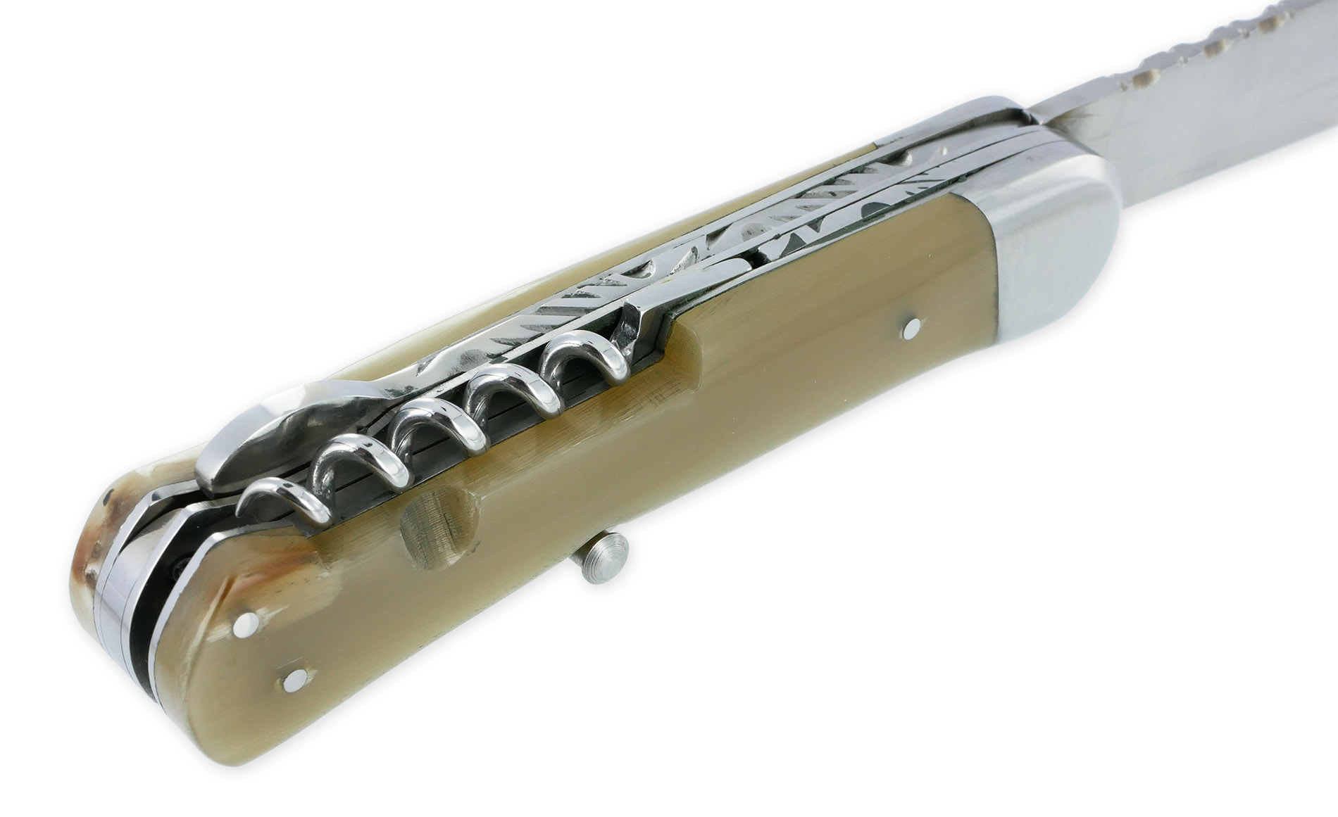 Couteau Pliant Douris Chastel Le Pionnier Multi Lames 3 Pieces Corne Blonde 11cm 06