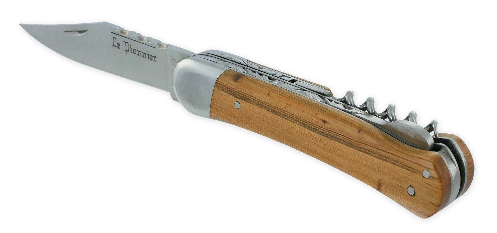 Couteau Pliant Douris Chastel Le Pionnier Multi Lames 3 Pieces Genevrier 11cm 01