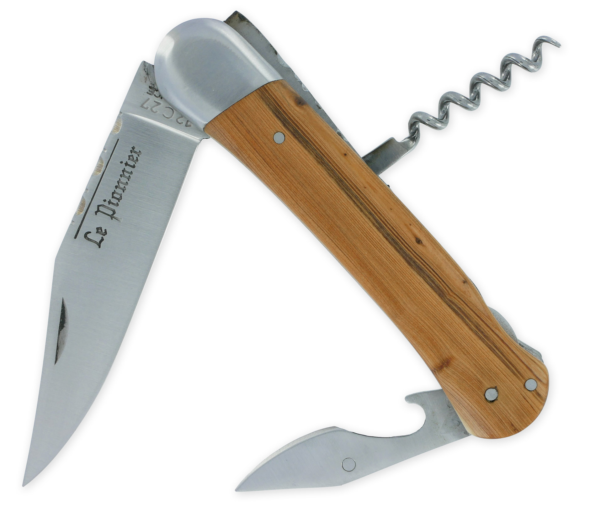 Couteau Pliant Douris Chastel Le Pionnier Multi Lames 3 Pieces Genevrier 11cm 03