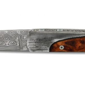 Couteau Prestige Arbalete Coutellia Lame Damas Twist Mitres Damas Manche En Bois De Thuya 1 Piece 12cm 06