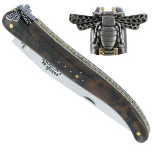 Couteau Prestige Forge De Laguiole Rambaud Plein Manche Double Platines En Noyer Envol De Abeille 3d 00