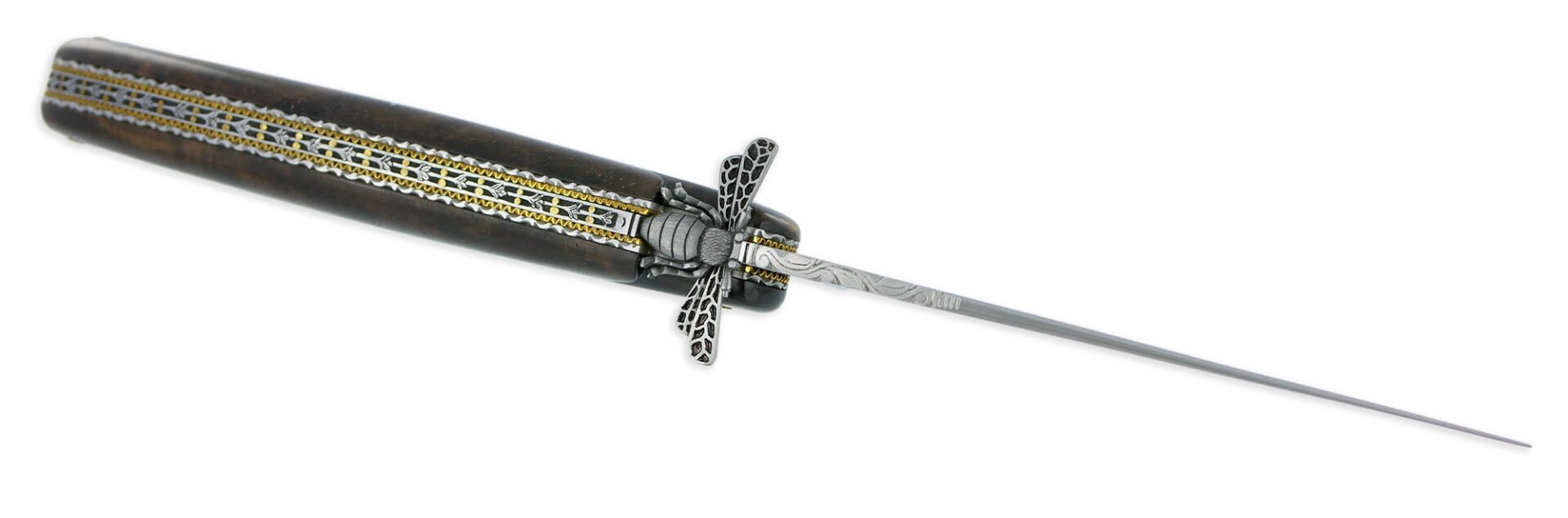 Couteau Prestige Forge De Laguiole Rambaud Plein Manche Double Platines En Noyer Envol De Abeille 3d 03