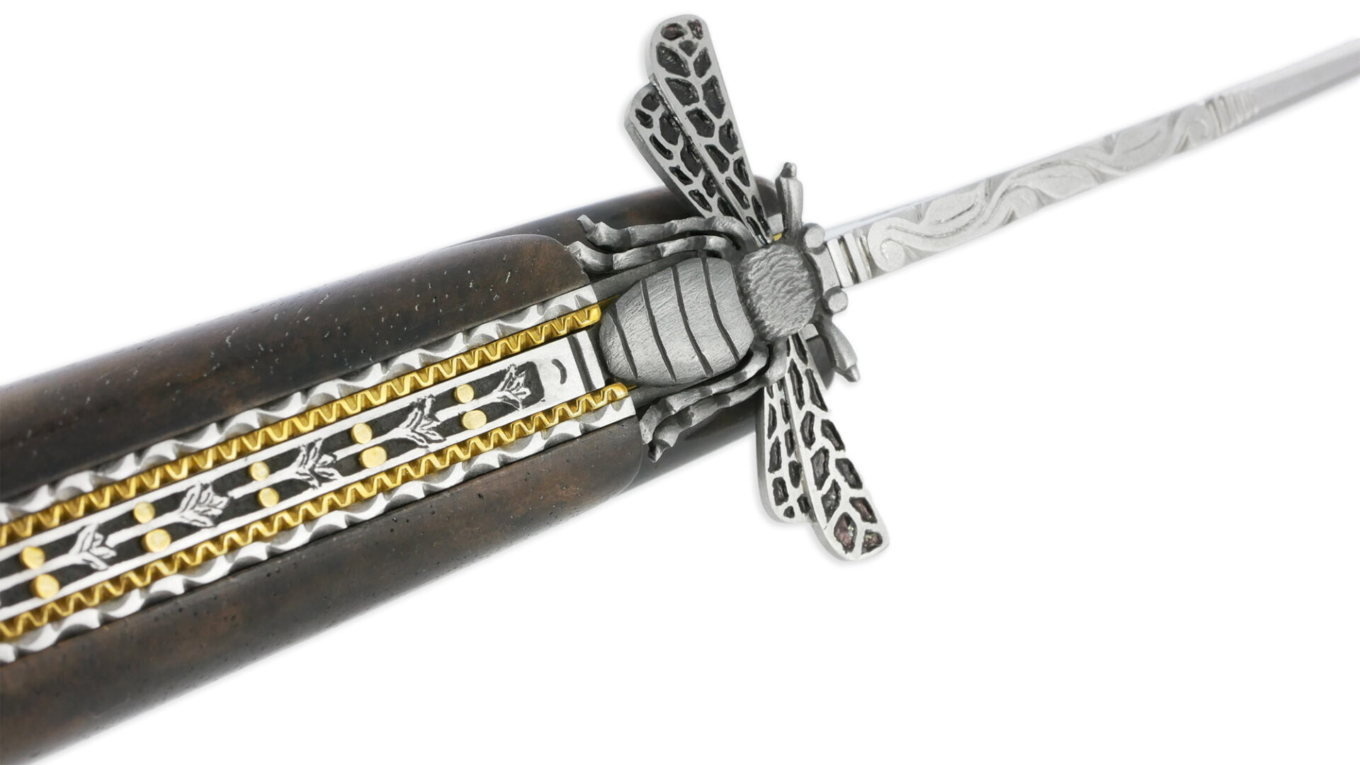 Couteau Prestige Forge De Laguiole Rambaud Plein Manche Double Platines En Noyer Envol De Abeille 3d 04