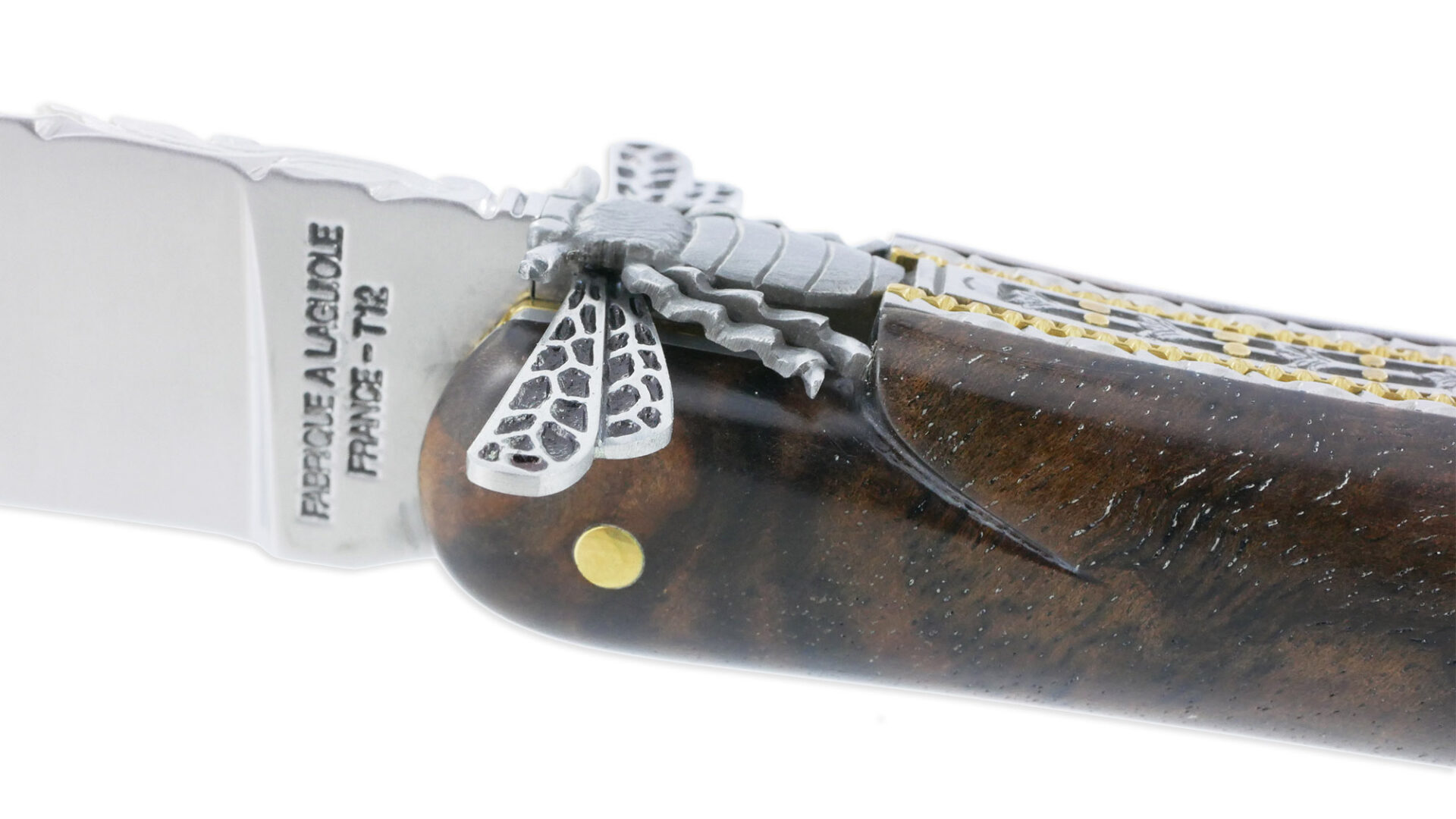 Couteau Prestige Forge De Laguiole Rambaud Plein Manche Double Platines En Noyer Envol De Abeille 3d 06