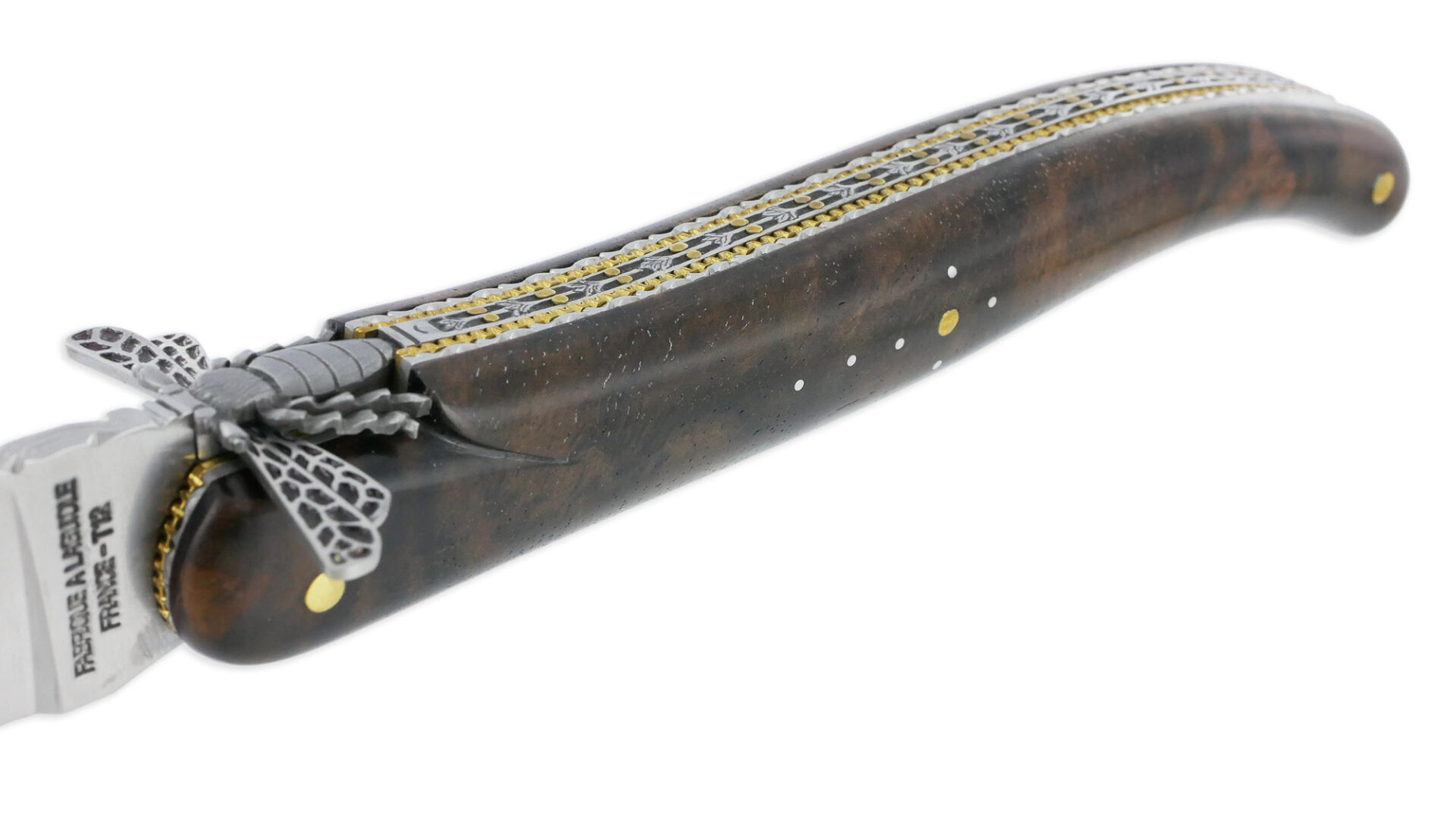 Couteau Prestige Forge De Laguiole Rambaud Plein Manche Double Platines En Noyer Envol De Abeille 3d 08