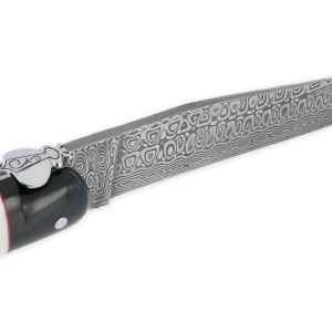 Couteau Prestige Forge De Laguiole Rambaud Plein Manche Ebene Insertions Bagues Os Et Rouge Lame Damas 02