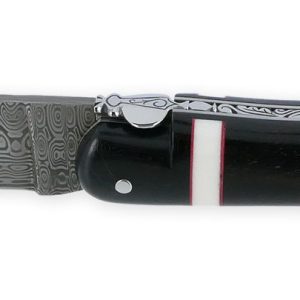 Couteau Prestige Forge De Laguiole Rambaud Plein Manche Ebene Insertions Bagues Os Et Rouge Lame Damas 05