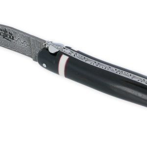 Couteau Prestige Forge De Laguiole Rambaud Plein Manche Ebene Insertions Bagues Os Et Rouge Lame Damas 08