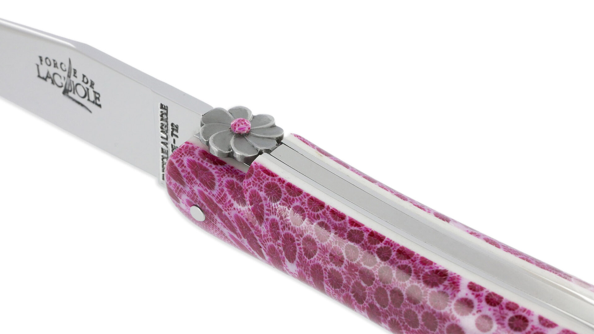 Couteau Prestige Forge De Laguiole Rambaud Plein Manche En Corail Rose 1 Piece 12 Cm 03