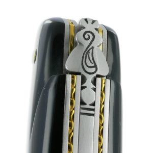 Couteau Prestige Forge De Laguiole Rambaud Plein Manche En Corne Noire Triple Platines 01