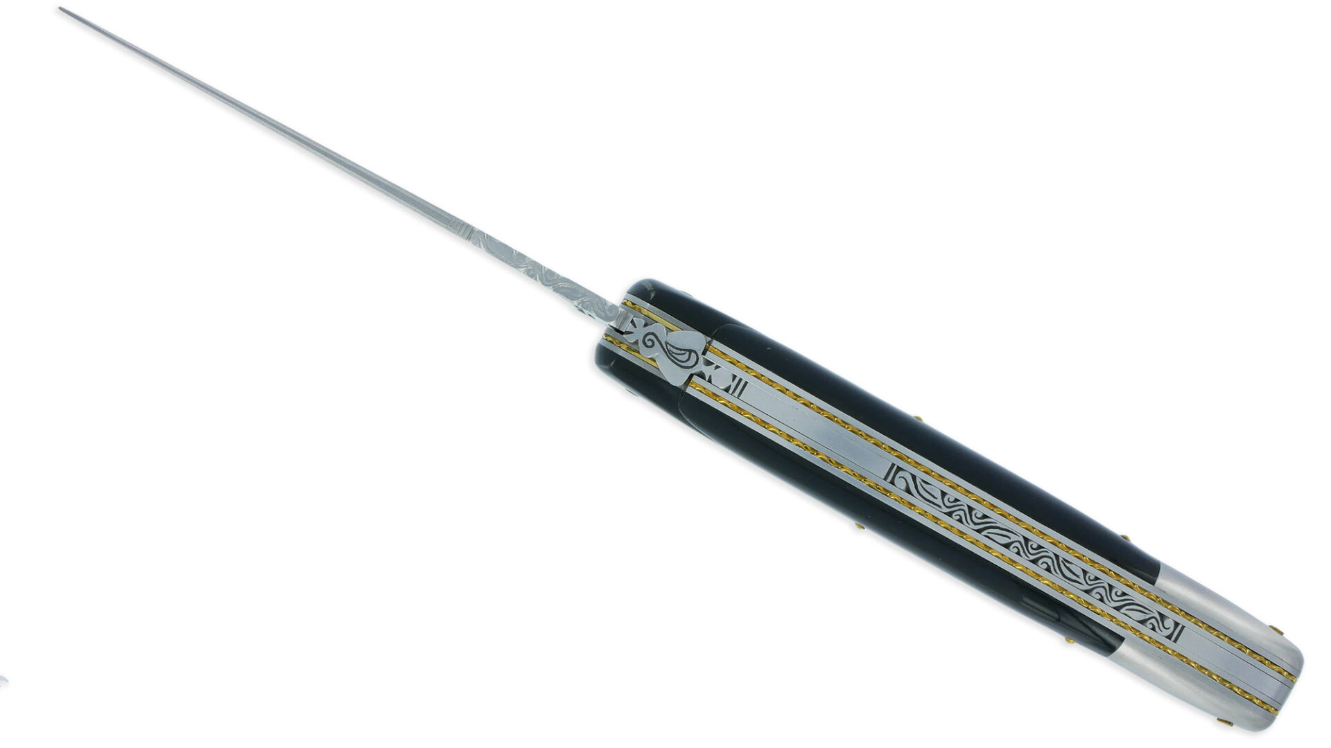 Couteau Prestige Forge De Laguiole Rambaud Plein Manche En Corne Noire Triple Platines 02