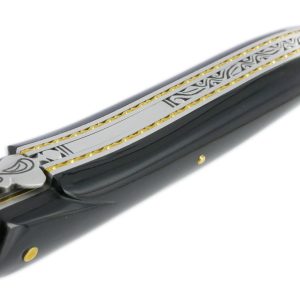 Couteau Prestige Forge De Laguiole Rambaud Plein Manche En Corne Noire Triple Platines 04