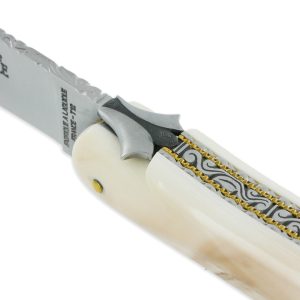 Couteau Prestige Forge De Laguiole Stephane Rambaud Mitre Arriere Damas Manche Phacochere Double Platines 03