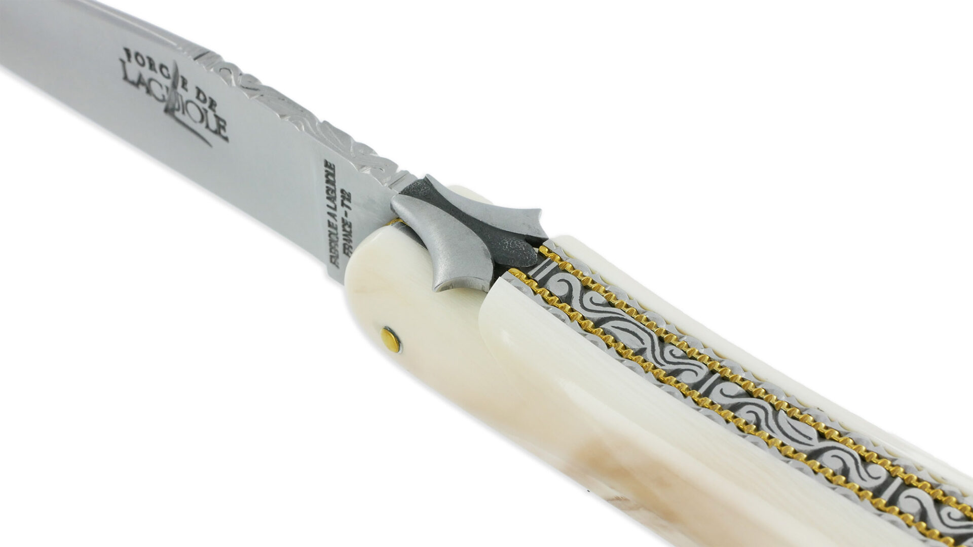 Couteau Prestige Forge De Laguiole Stephane Rambaud Mitre Arriere Damas Manche Phacochere Double Platines 03