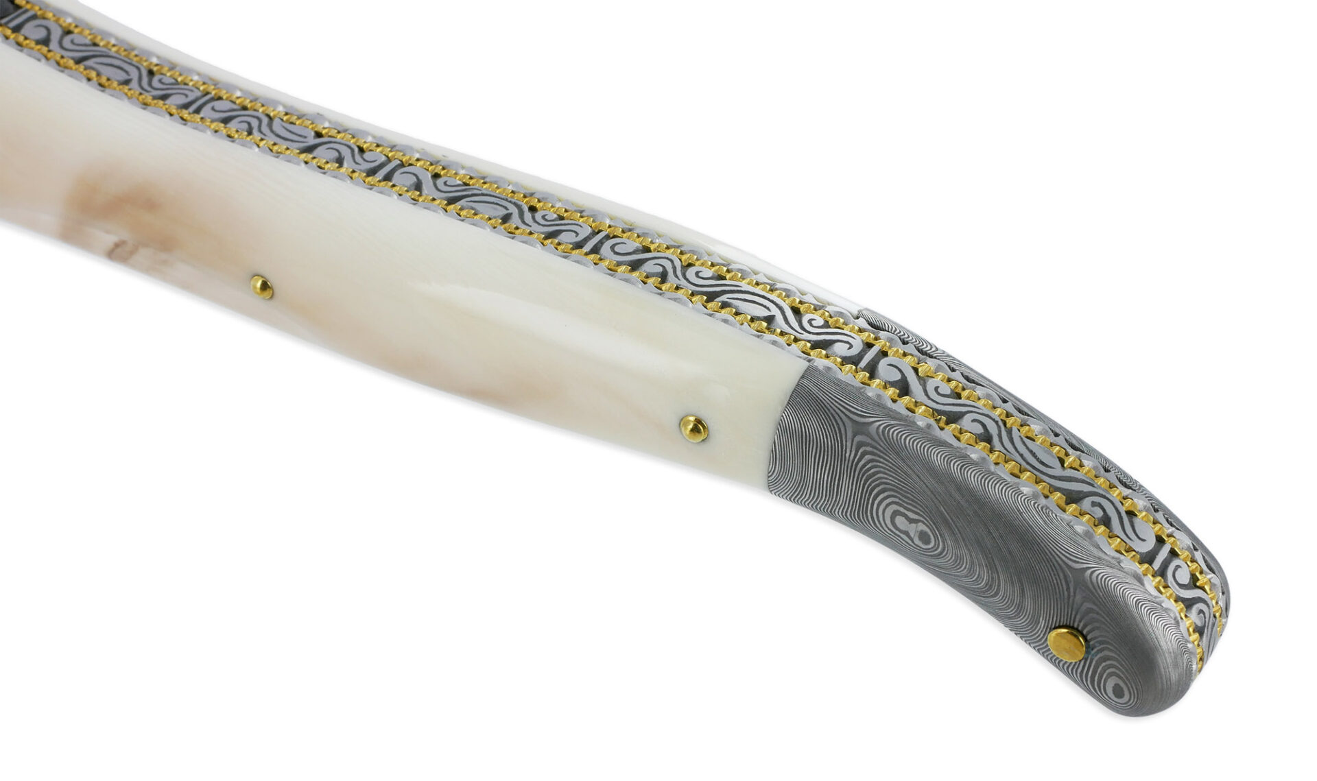 Couteau Prestige Forge De Laguiole Stephane Rambaud Mitre Arriere Damas Manche Phacochere Double Platines 04