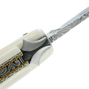 Couteau Prestige Forge De Laguiole Stephane Rambaud Mitre Arriere Damas Manche Phacochere Double Platines 07