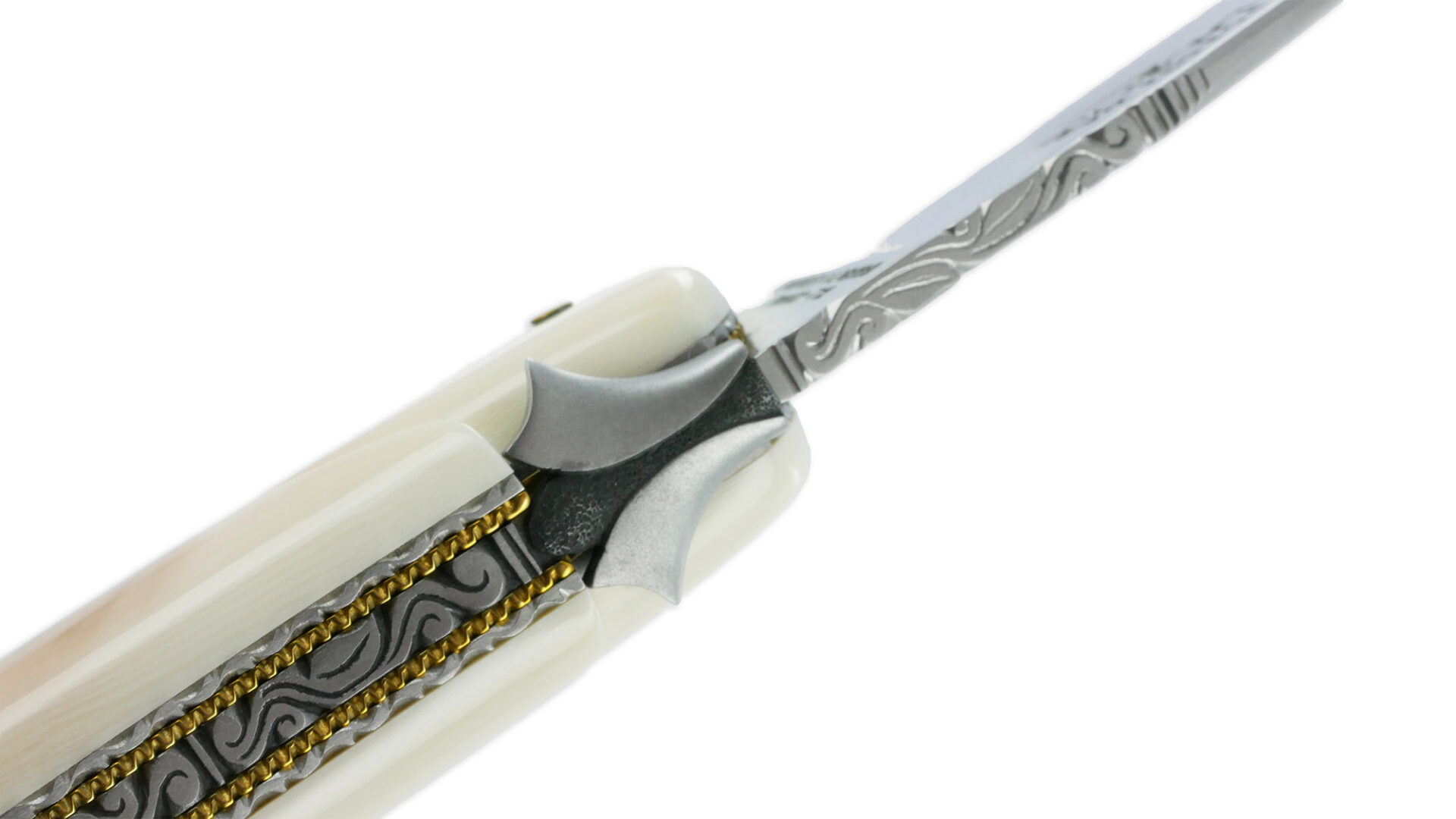 Couteau Prestige Forge De Laguiole Stephane Rambaud Mitre Arriere Damas Manche Phacochere Double Platines 07