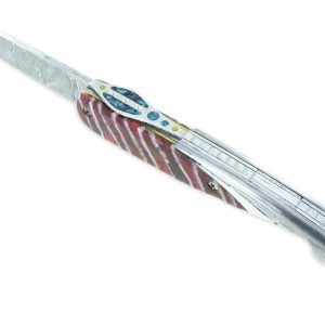 Couteau Prestige Laguiole Arbalete Le Joyaux De La Couronne Manche En Molaire De Mammouth Rouge 1 Mitre Damas 1 Piece 12cm 01