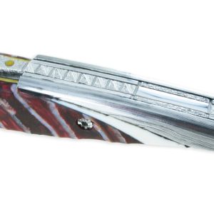 Couteau Prestige Laguiole Arbalete Le Joyaux De La Couronne Manche En Molaire De Mammouth Rouge 1 Mitre Damas 1 Piece 12cm 02