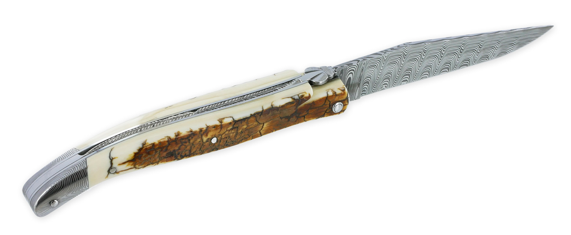 Couteau Prestige Laguiole Arbalete Manche En Ivoire De Mammouth 1 Mitre Damas 1 Piece 12cm 01 1