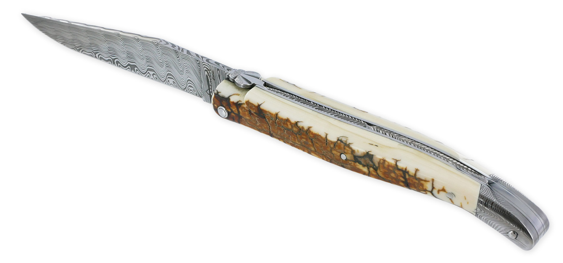 Couteau Prestige Laguiole Arbalete Manche En Ivoire De Mammouth 1 Mitre Damas 1 Piece 12cm 02 1