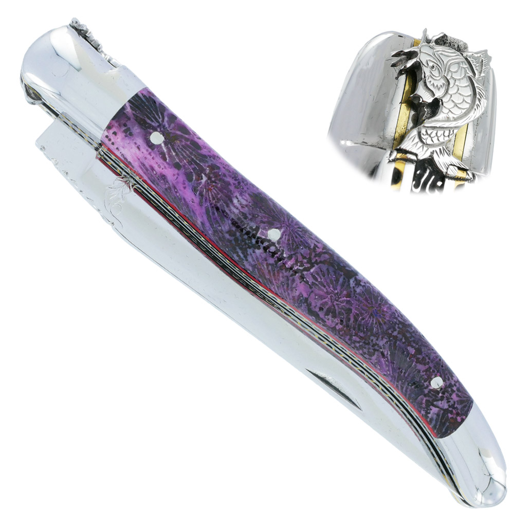 Couteau Prestige Laguiole David Dauvillaire Carpe Koi Manche Corail Violet 1 Piece 12 Cm 00