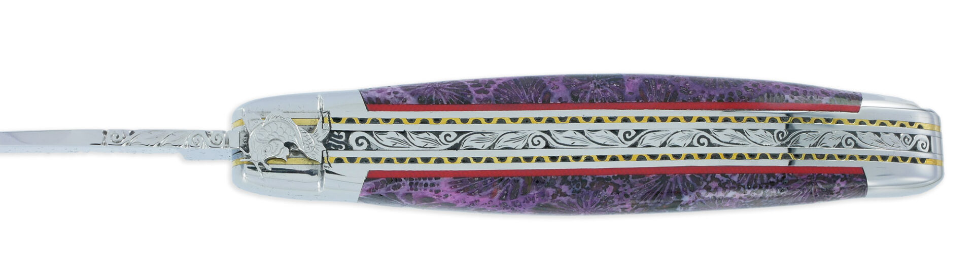 Couteau Prestige Laguiole David Dauvillaire Carpe Koi Manche Corail Violet 1 Piece 12 Cm 02