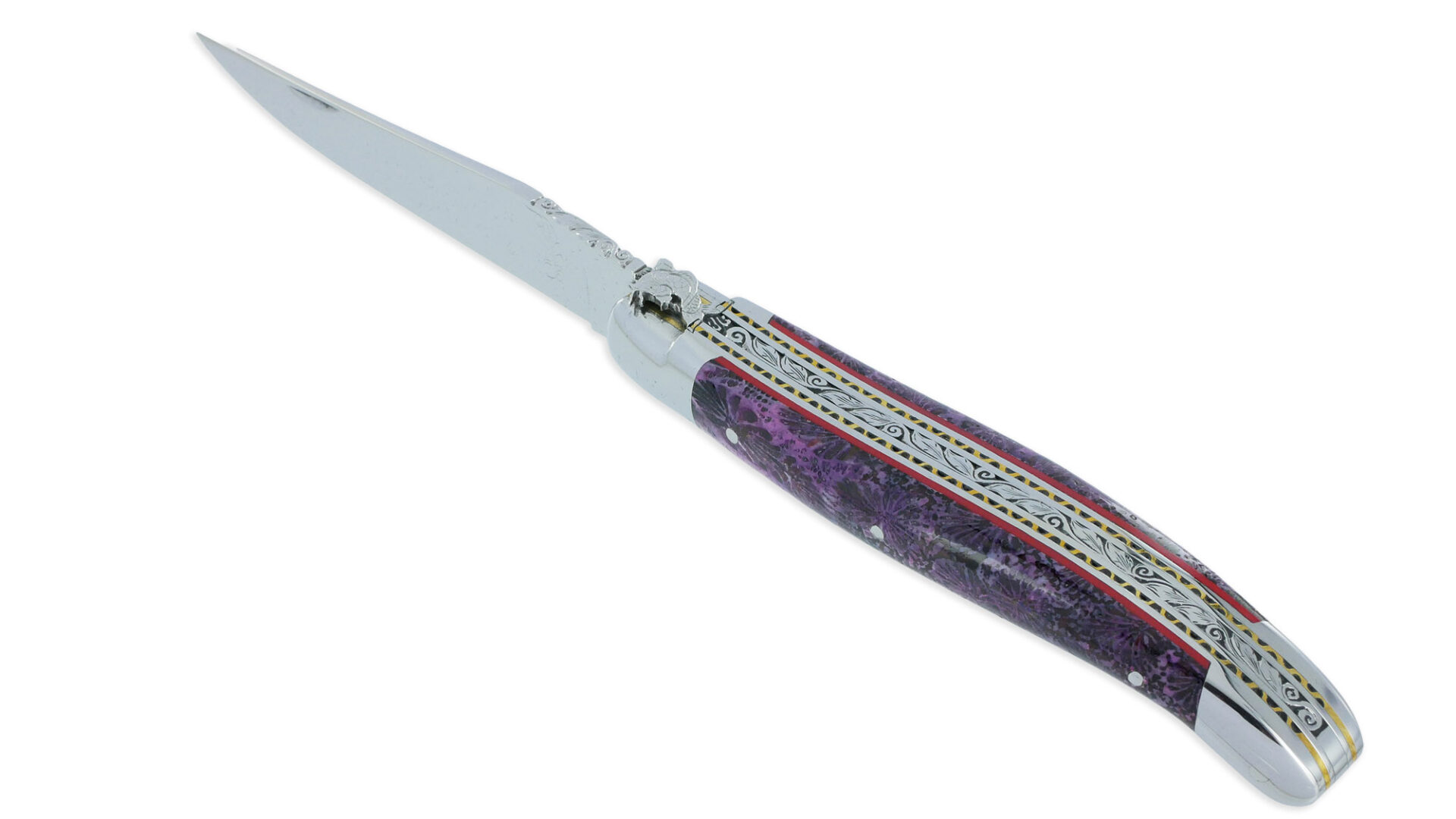Couteau Prestige Laguiole David Dauvillaire Carpe Koi Manche Corail Violet 1 Piece 12 Cm 04