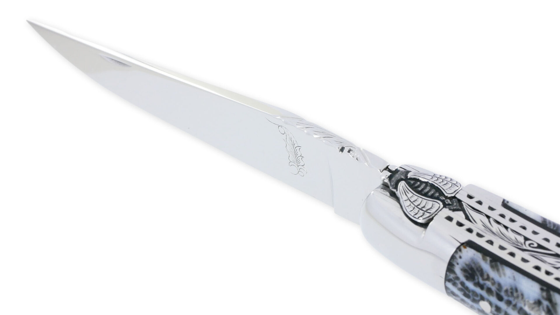 Couteau Prestige Laguiole David Dauvillaire Manche En Corail Noir 1 Piece 12 Cm Triples Platines 2 Mitres Inox Brillant 02