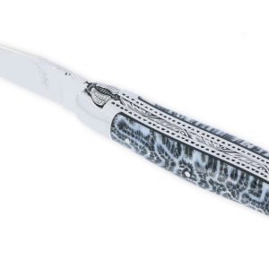 Couteau Prestige Laguiole David Dauvillaire Manche En Corail Noir 1 Piece 12 Cm Triples Platines 2 Mitres Inox Brillant 04