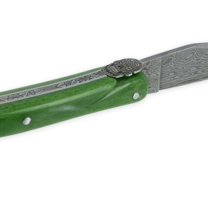 Couteau Prestige Laguiole Tete De Mort Mexicaine Manche Os Chameau 1piece 12cm Lame Damas Ressort Guilloche Main 03