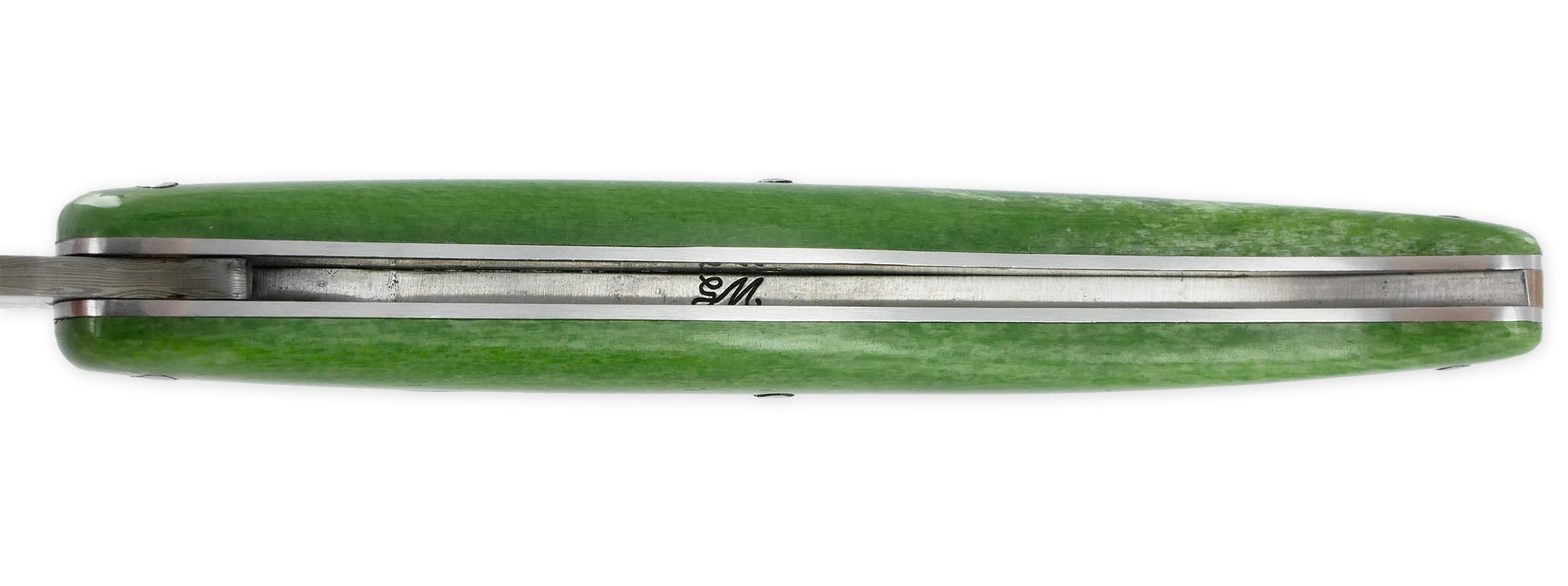 Couteau Prestige Laguiole Tete De Mort Mexicaine Manche Os Chameau 1piece 12cm Lame Damas Ressort Guilloche Main 07