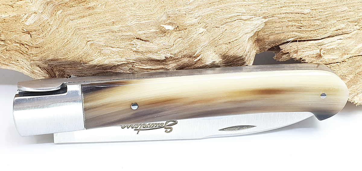 Couteau Sauveterre 1piece 11cm Manche Pointe De Corne 1 Mitre Inox Brosse 02