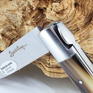 Couteau Sauveterre 1piece 11cm Manche Pointe De Corne 1 Mitre Inox Brosse 04