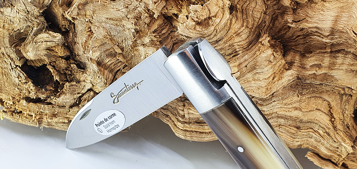 Couteau Sauveterre 1piece 11cm Manche Pointe De Corne 1 Mitre Inox Brosse 04