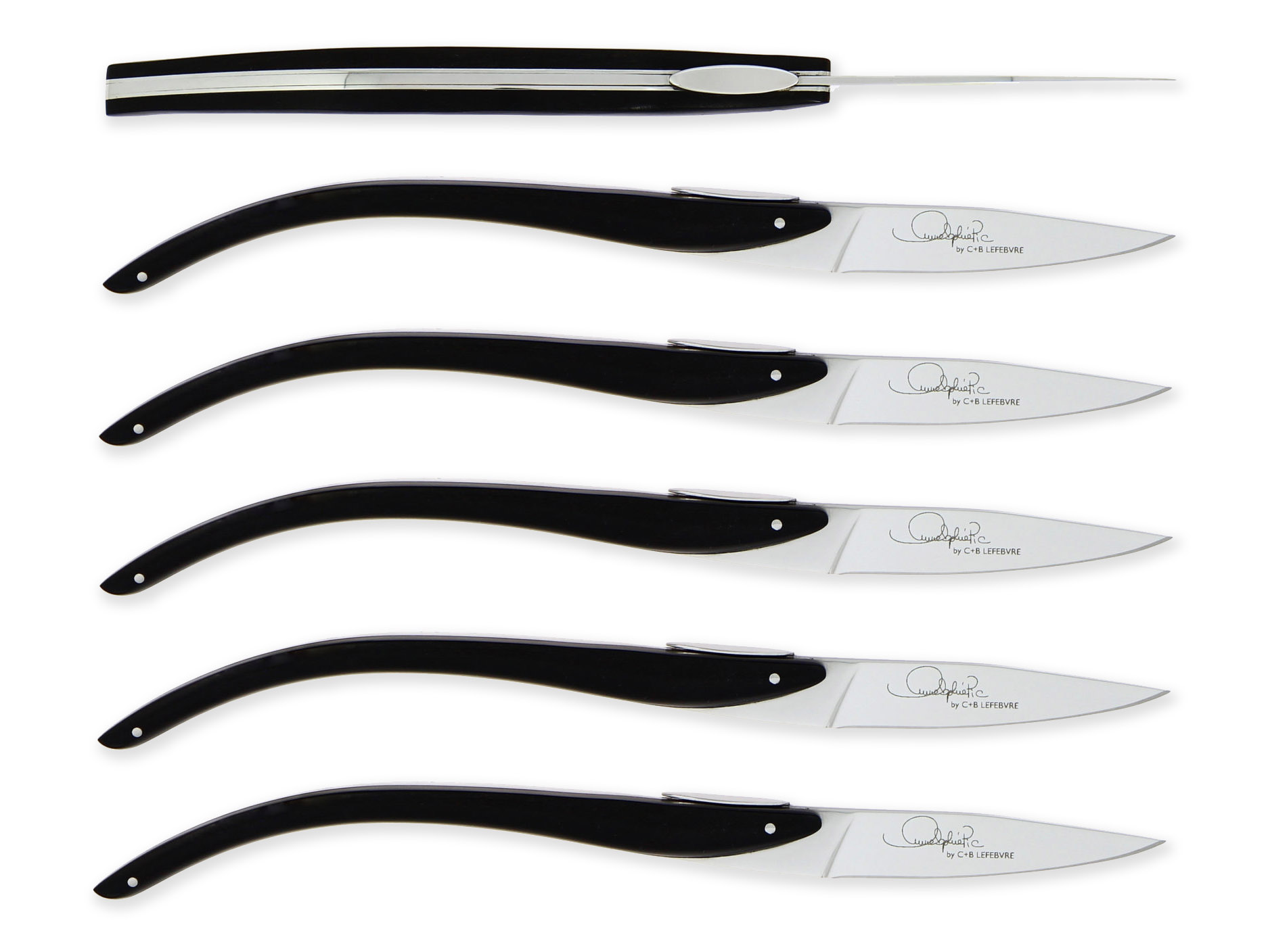 Couteaux De Table Forge De Laguiole Anne Sophie Pic Manches Ebene Set De 6 02