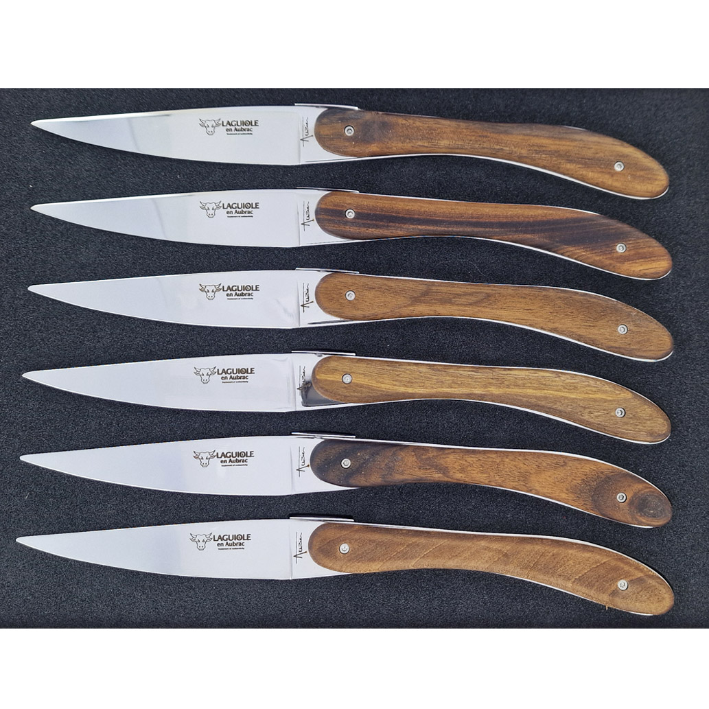 Couteaux De Table Laguiole En Aubrac Ecir Plein Manche En Noyer Set De 6 00