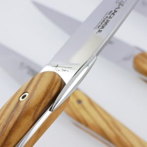 Couteaux De Table Laguiole En Aubrac L Ecir Plein Manche En Olivier Set De 6 02