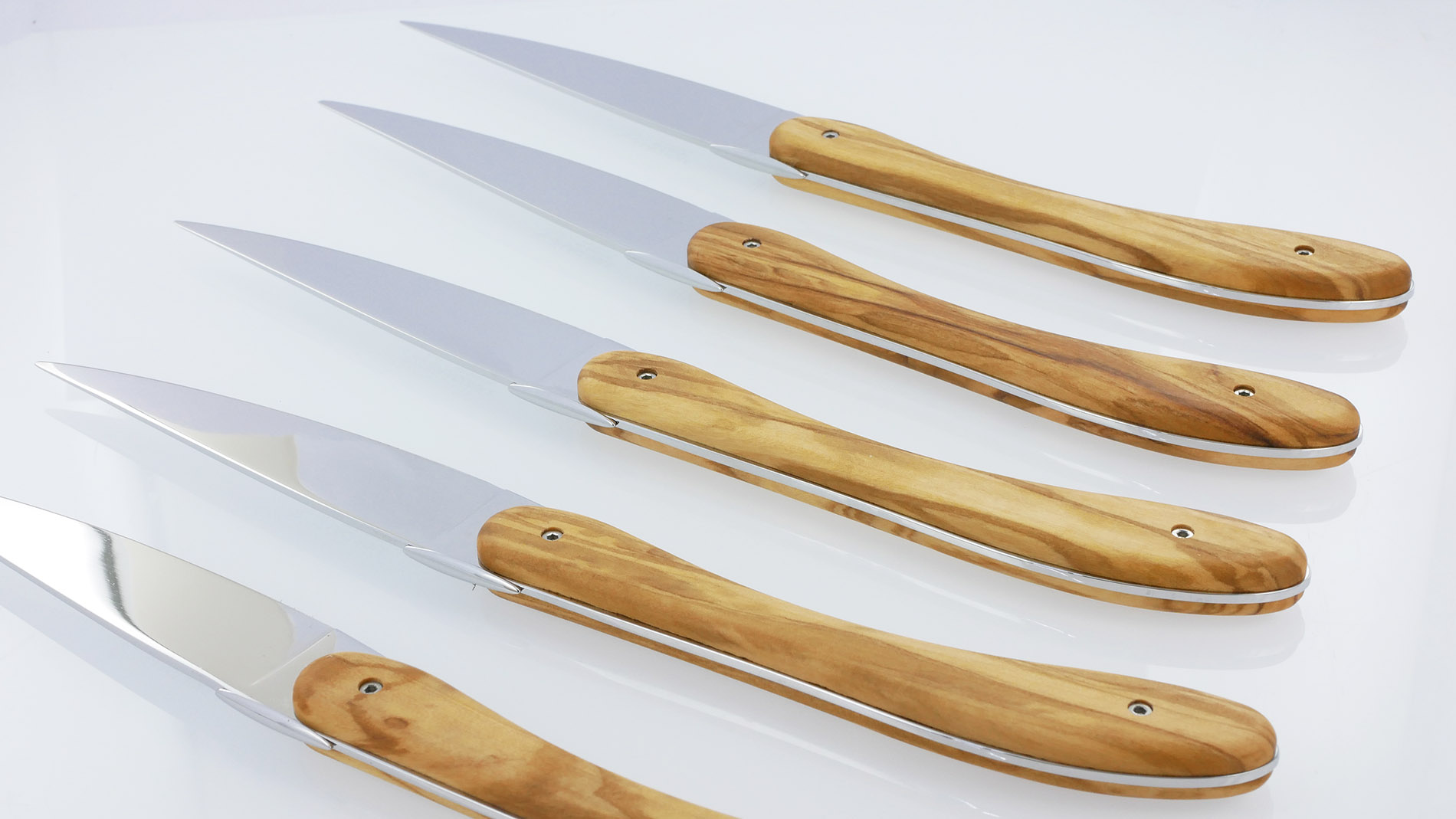 Couteaux De Table Laguiole En Aubrac L Ecir Plein Manche En Olivier Set De 6 03