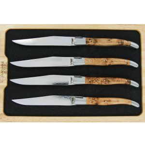 Couteaux De Table Prestige Laguiole En Aubrac Genevrier Lame Damas Set De 4 00
