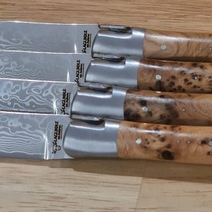 Couteaux De Table Prestige Laguiole En Aubrac Genevrier Lame Damas Set De 4 08
