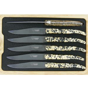 Couteaux Table Lea Quotidien Paillete Or Lame Titane 01