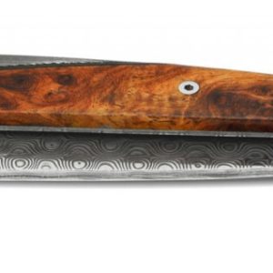 Coutellia Arbalete Prestige Knife Twist Damascus Blade Damascus Bolsters Thuya Handle 1 Piece 12cm