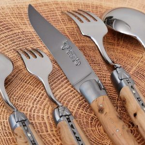 Individual Placemat Laguiole En Aubrac 5 Pieces Juniper Handles Brushed Finish