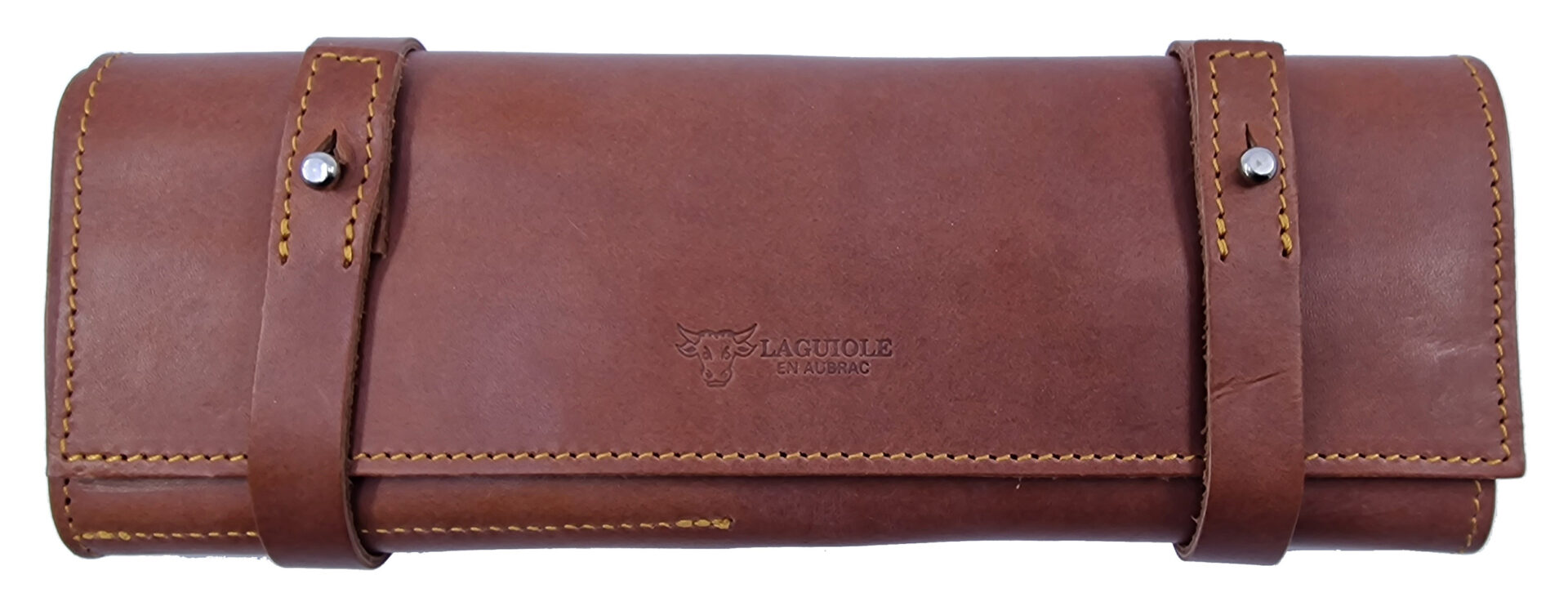 Etui Cuir Pour 6 Couteaux De Table Laguiole En Aubrac Couleur Fauve 01