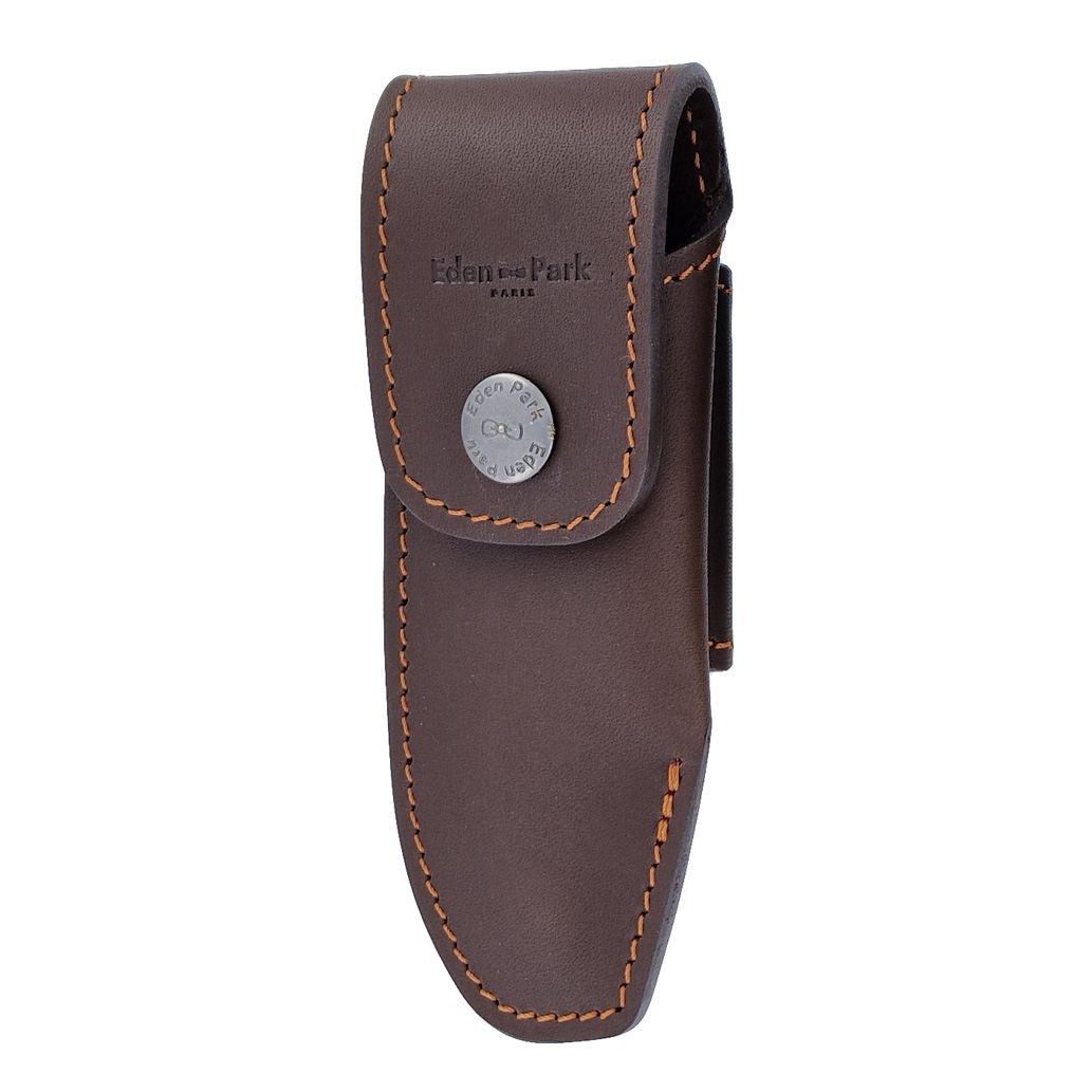 Etui Cuir Couteau Ceinture Eden Park Brun Surpiqures Orange 00